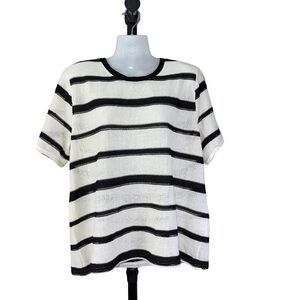 Modern Works Striped Black and White Short Sleeve Top XL